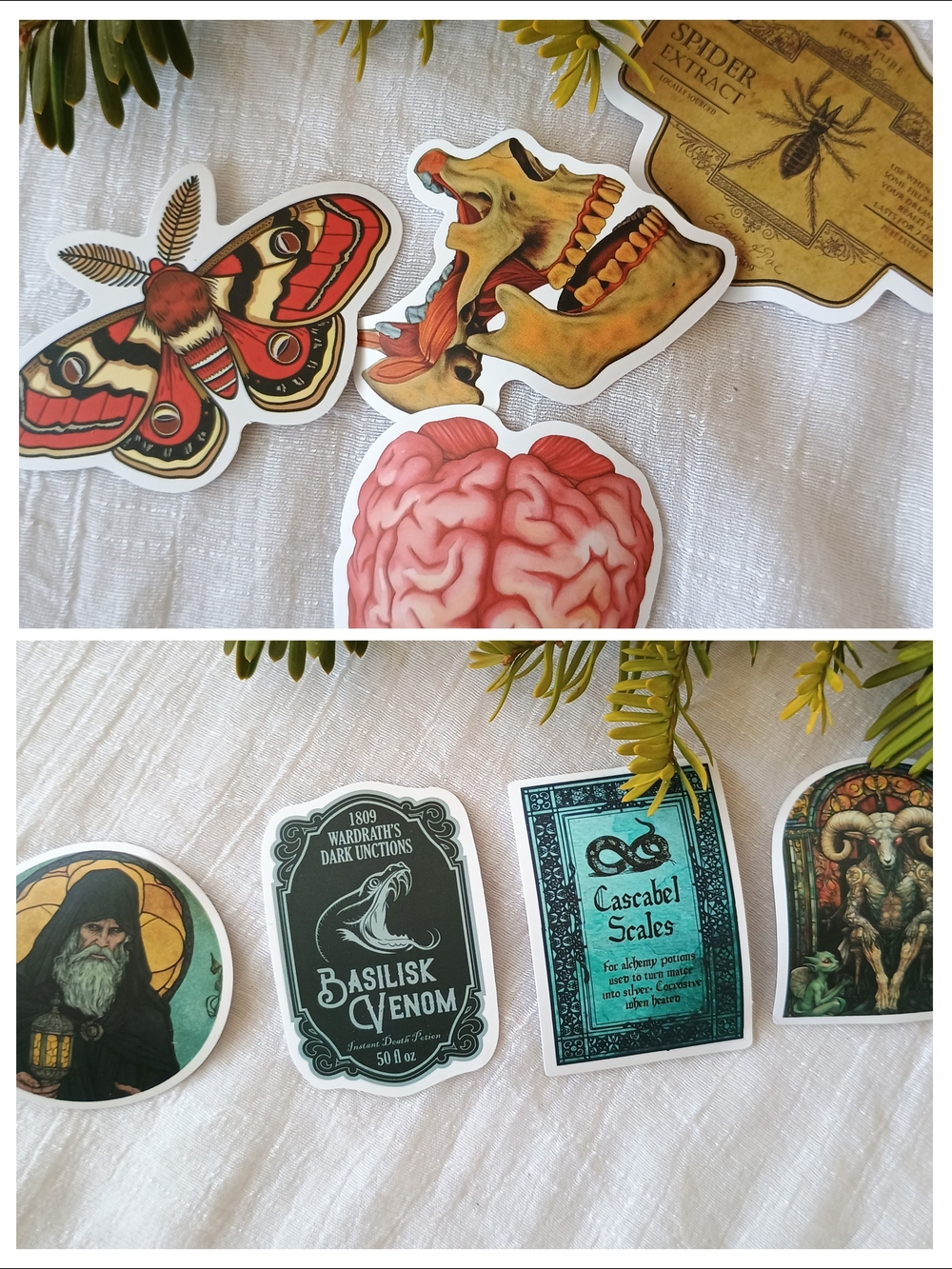 🦊 DARK FOLKLORE 🦊x 4 Dark Aesthetic Scrapbooking Stickers, Medieval Vibes Goth
